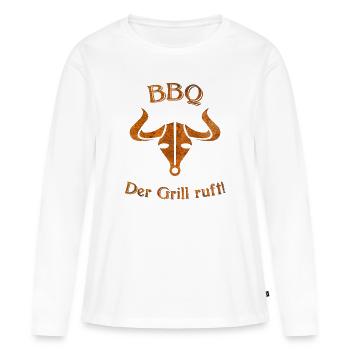 BBQ - T-shirt manches longues Premium bio Femme - blanc - Devant - Julia (174cm)