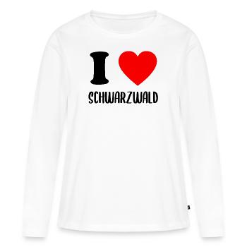 J’adore le cadeau forêt-Noire Forêt-Noire - T-shirt manches longues Premium bio Femme - blanc - Devant - Julia (174cm)