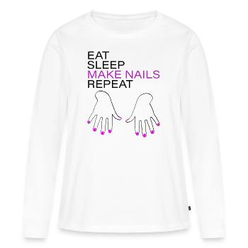Nail Design Manucure Nail Design Dicton Cadeau - T-shirt manches longues Premium bio Femme - blanc - Devant - Julia (174cm)
