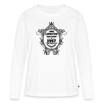 1957 - T-shirt manches longues Premium bio Femme - blanc - Devant - Julia (174cm)