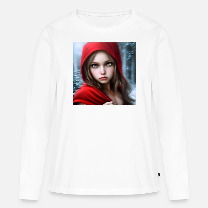 Rotkäppchen im Winterwald - Märchen - Frauen Premium Bio Langarmshirt - Weiß