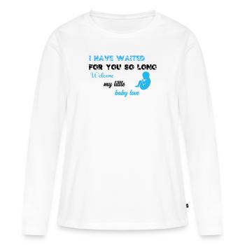 Je t'ai tant attendu BLU BLK - T-shirt manches longues Premium bio Femme - blanc - Devant - Julia (174cm)