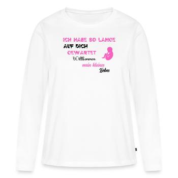 Je t'ai tant attendu PNK BLK - T-shirt manches longues Premium bio Femme - blanc - Devant - Julia (174cm)