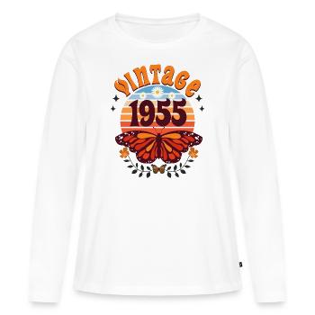 Schmetterling Jahr 1955 Frau 70 Jahre Jubiläum - Frauen Premium Bio Langarmshirt - Weiß - Vorne - Julia (174cm)