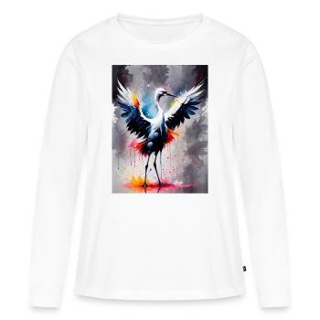 Grue - T-shirt manches longues Premium bio Femme - blanc - Devant - Julia (174cm)
