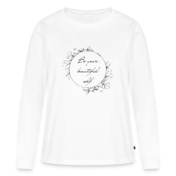 Be Your Beautiful Self – Delicate Floral Motif - Women's Premium Organic Long Sleeve Shirt - white - Front - Julia (174cm)