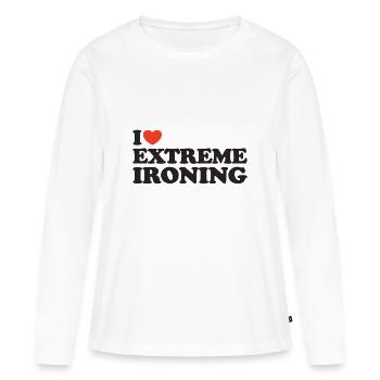 I love Extreme Ironing Heart Shirt - Women's Premium Organic Long Sleeve Shirt - white - Front - Julia (174cm)