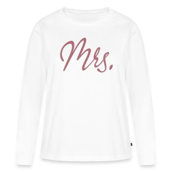 Mme Matching Couple Fiançailles Mariage Lune de miel - T-shirt manches longues Premium bio Femme - blanc - Devant - Julia (174cm)