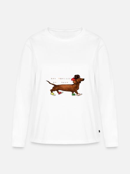 Dackel - Frauen Premium Bio Langarmshirt - Weiß