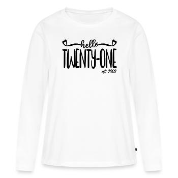 21st Birthday Women Hello Twenty-One Est. 2002 - Women's Premium Organic Long Sleeve Shirt - white - Front - Julia (174cm)