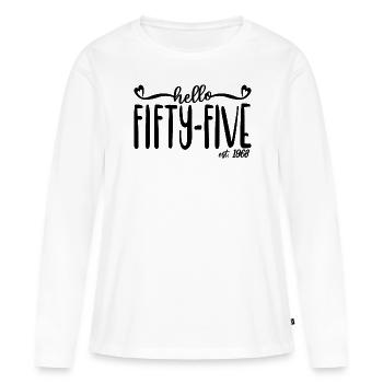 55th Birthday Women Hello Fifty-Five Est. 1968 - Women's Premium Organic Long Sleeve Shirt - white - Front - Julia (174cm)
