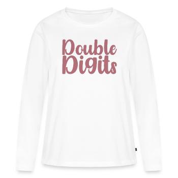 Cadeau d’anniversaire 10 ans, 10 ans, pour garçons et filles - T-shirt manches longues Premium bio Femme - blanc - Devant - Julia (174cm)