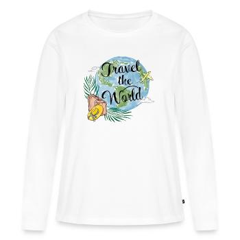 Travelling around the world - Women's Premium Organic Long Sleeve Shirt - white - Front - Julia (174cm)