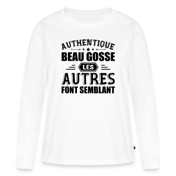 Authentique Beau Gosse - T-shirt manches longues Premium bio Femme - blanc - Devant - Julia (174cm)