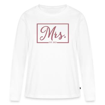 Mme Est. 2023 Fiançailles Mariage Douche nuptiale - T-shirt manches longues Premium bio Femme - blanc - Devant - Julia (174cm)