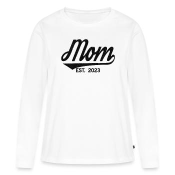 2023, Maman en devenir, annonce de grossesse - T-shirt manches longues Premium bio Femme - blanc - Devant - Julia (174cm)