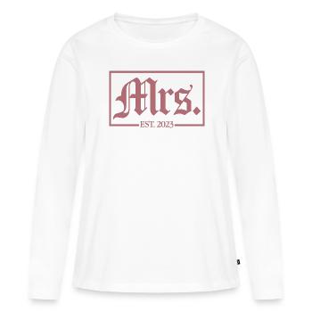 Mme Est. 2023 Fiançailles Mariage Douche nuptiale - T-shirt manches longues Premium bio Femme - blanc - Devant - Julia (174cm)