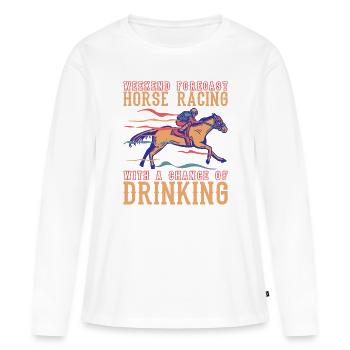 Courses de chevaux - Dictons de chevaux - Cavalier - T-shirt manches longues Premium bio Femme - blanc - Devant - Julia (174cm)