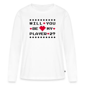 SEREZ-VOUS MON JOUEUR 2 - SE MARIER - DEMANDE EN MARIAGE - T-shirt manches longues Premium bio Femme - blanc - Devant - Julia (174cm)