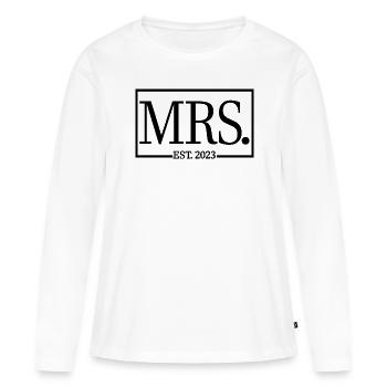 Mme Est. 2023 Fiançailles Mariage Douche nuptiale - T-shirt manches longues Premium bio Femme - blanc - Devant - Julia (174cm)