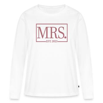 Mme Est. 2023 Fiançailles Mariage Douche nuptiale - T-shirt manches longues Premium bio Femme - blanc - Devant - Julia (174cm)