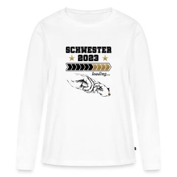 Schwester 2023 Loading - Frauen Premium Bio Langarmshirt - Weiß - Vorne - Julia (174cm)