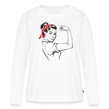 Frauenpower - Frauen Premium Bio Langarmshirt - Weiß - Vorne - Julia (174cm)