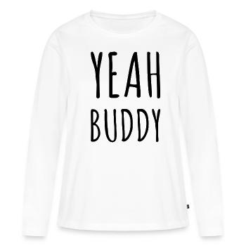 Ouais Buddy - T-shirt manches longues Premium bio Femme - blanc - Devant - Julia (174cm)