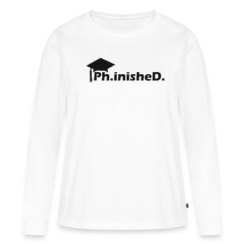 Ph.inishe.D. Thèse de doctorat - T-shirt manches longues Premium bio Femme - blanc - Devant - Julia (174cm)