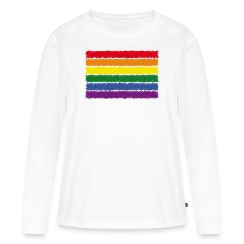 Regenbogenfahne / Rainbow Flag (Scribble / 6er) - Frauen Premium Bio Langarmshirt - Weiß - Vorne - Julia (174cm)