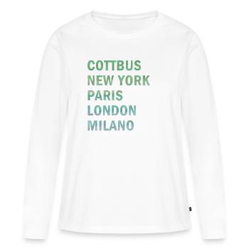 Metropole Cottbus - Frauen Premium Bio Langarmshirt - Weiß - Vorne - Julia (174cm)