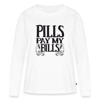 pilules payer mes factures pilules pharmacien dire - T-shirt manches longues Premium bio Femme - blanc - Devant - Julia (174cm)
