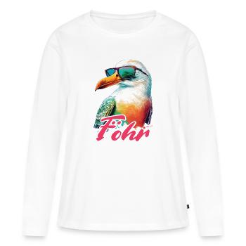 Föhr Holiday mouette colorée fraîche avec des lunettes de soleil - T-shirt manches longues Premium bio Femme - blanc - Devant - Julia (174cm)