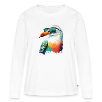 Mouette de couleur fraîche avec lunettes de soleil Vacances d’été - T-shirt manches longues Premium bio Femme - blanc - Devant - Julia (174cm)