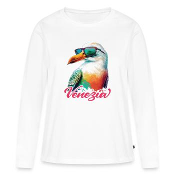 Venise Italie vacances mouette fraîche avec lunettes de soleil - T-shirt manches longues Premium bio Femme - blanc - Devant - Julia (174cm)