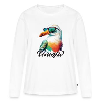 Venise Italie vacances mouette fraîche avec lunettes de soleil - T-shirt manches longues Premium bio Femme - blanc - Devant - Julia (174cm)