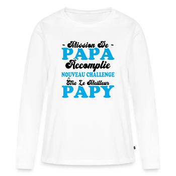 Nouveau Challenge Être Le Meilleur Papy - T-shirt manches longues Premium bio Femme - blanc - Devant - Julia (174cm)