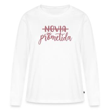 Prometida Verlobte Verlobung Hochzeit Braut zu sein - Frauen Premium Bio Langarmshirt - Weiß - Vorne - Julia (174cm)