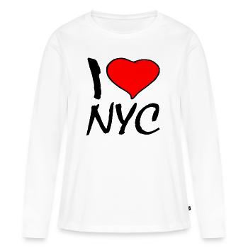 NEW YORK - T-shirt manches longues Premium bio Femme - blanc - Devant - Julia (174cm)