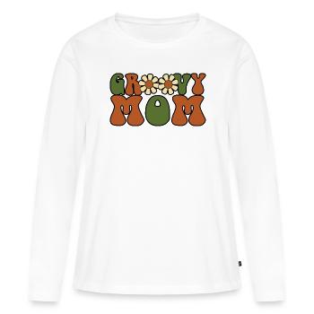 Retro Groovy Mom Matching Family Baby Shower - Women's Premium Organic Long Sleeve Shirt - white - Front - Julia (174cm)