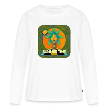 Heure d’été - Club WoW - T-shirt manches longues Premium bio Femme - blanc - Devant - Julia (174cm)