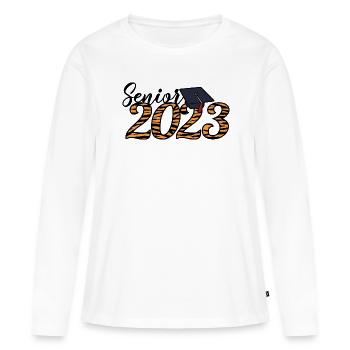 Senior 2023 Tiger Skin Cadeau de fin d’études gradué - T-shirt manches longues Premium bio Femme - blanc - Devant - Julia (174cm)