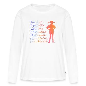 Pippi Langstrumpf Ich Heiße … Bunte Schrift - Frauen Premium Bio Langarmshirt - Weiß - Vorne - Julia (174cm)