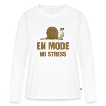 En mode no stress - T-shirt manches longues Premium bio Femme - blanc - Devant - Julia (174cm)