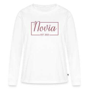 2023 Verlobung Brautdusche Hochzeit - Frauen Premium Bio Langarmshirt - Weiß - Vorne - Julia (174cm)