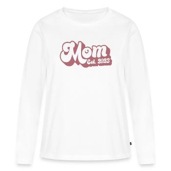 2023, Maman en devenir, Révélation de grossesse - T-shirt manches longues Premium bio Femme - blanc - Devant - Julia (174cm)
