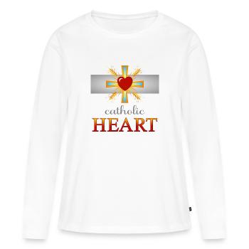 Cœur catholique - T-shirt manches longues Premium bio Femme - blanc - Devant - Julia (174cm)