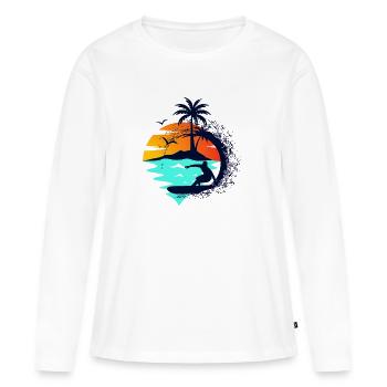 Surf, Vagues, coucher du soleil. - T-shirt manches longues Premium bio Femme - blanc - Devant - Julia (174cm)