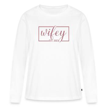 2023 Verlobung Brautdusche Hochzeit - Frauen Premium Bio Langarmshirt - Weiß - Vorne - Julia (174cm)