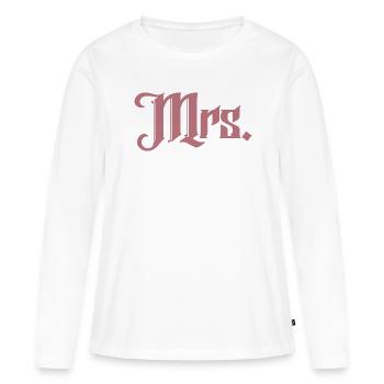 Mme Matching Couple Fiançailles Mariage Lune de miel - T-shirt manches longues Premium bio Femme - blanc - Devant - Julia (174cm)